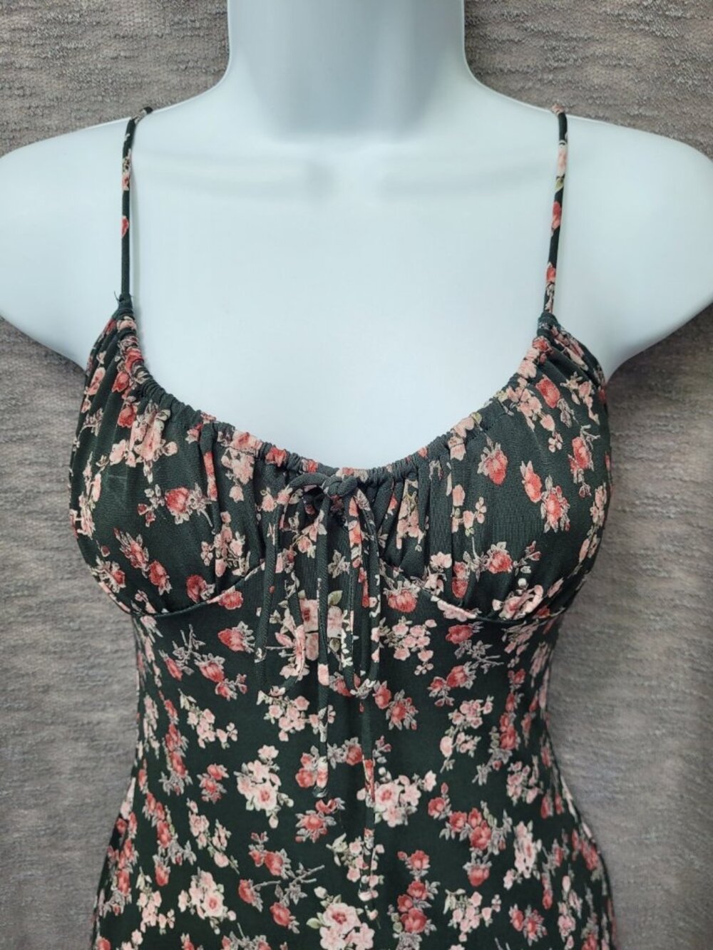 Womens Dark Floral Fairy Grunge Babydoll Top Size S Green Y2K Forest Earthy - Picture 11 of 12